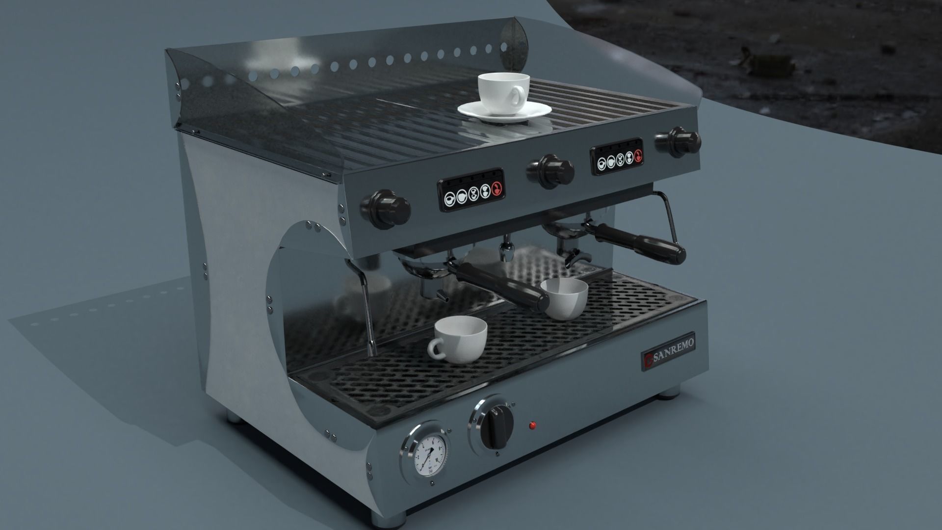 Collection of 3 coffee machines Low-poly 3D model_12