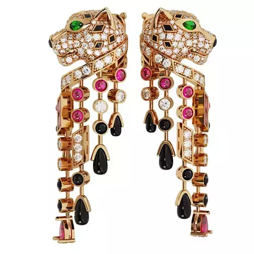 Brand panthere earrings with diamonds 3D print model