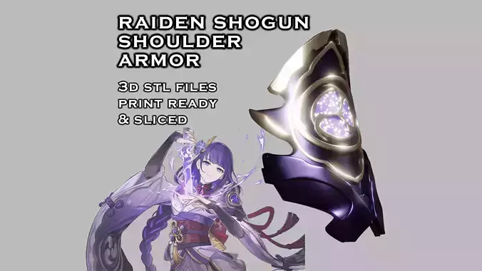 Raiden Shogun Shoulder Armor -- Cosplaying -- Genshin Impact 3D print model
