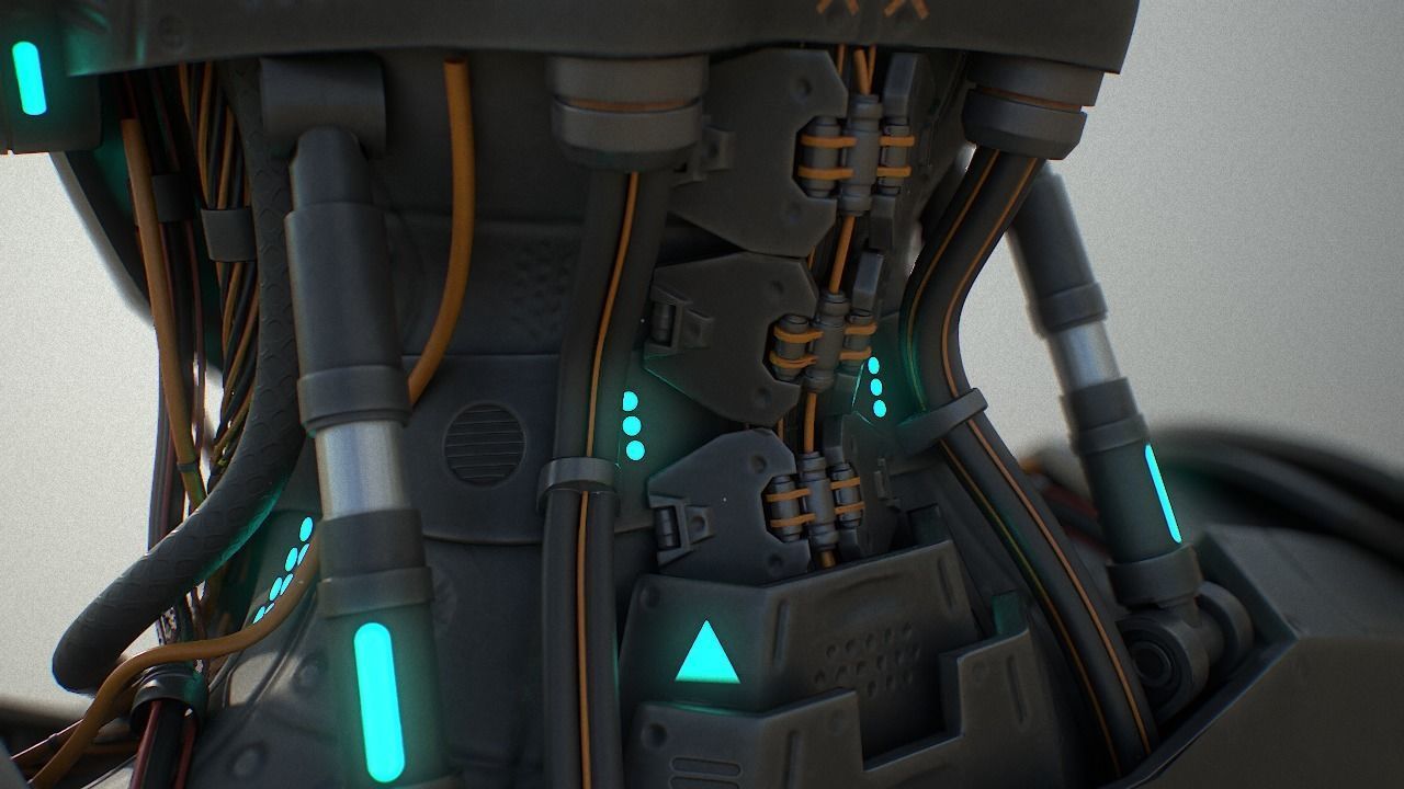 Robot futuristic wearing helmet 3D model_16