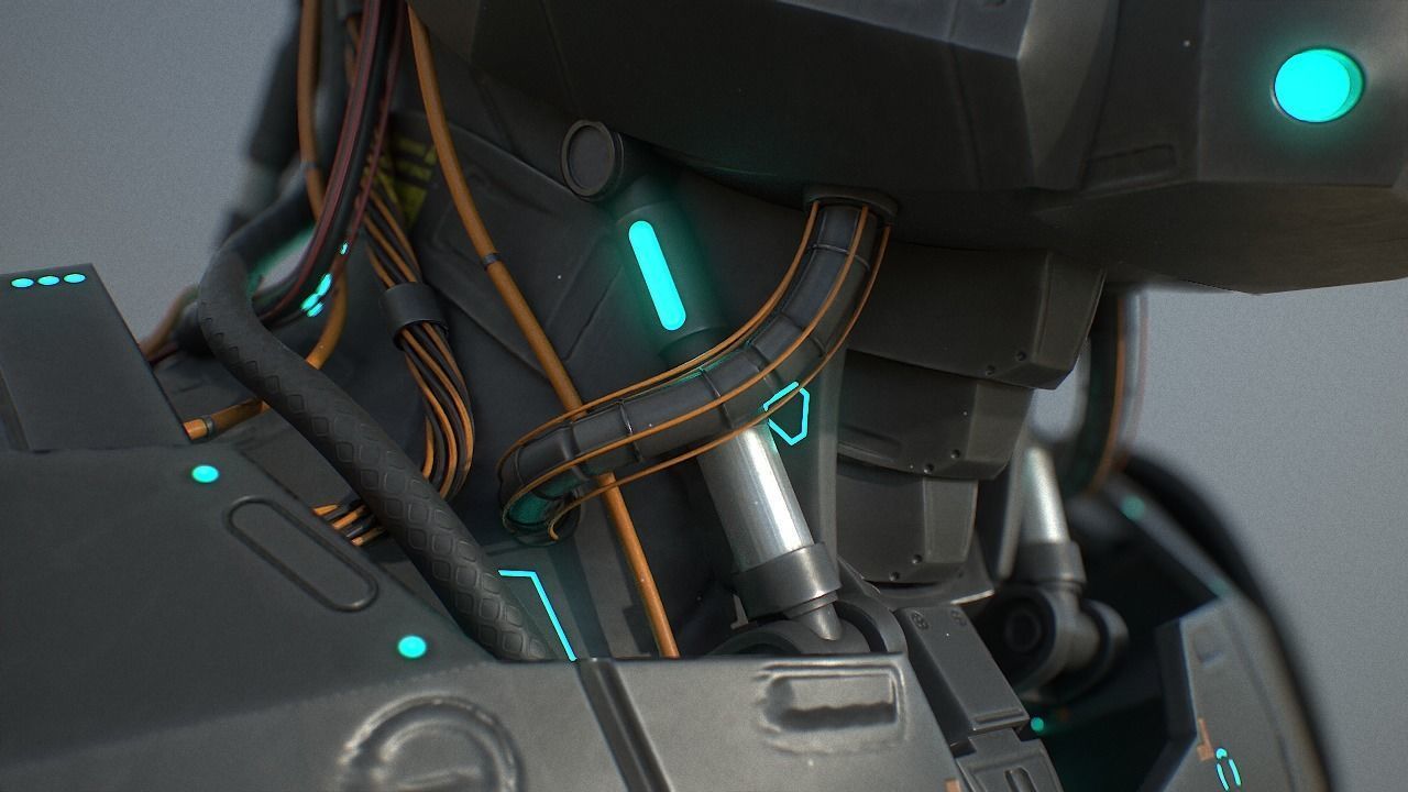 Robot futuristic wearing helmet 3D model_14