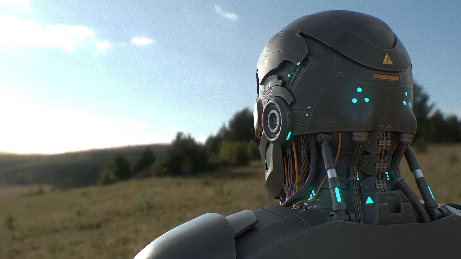 Robot futuristic wearing helmet 3D model_13