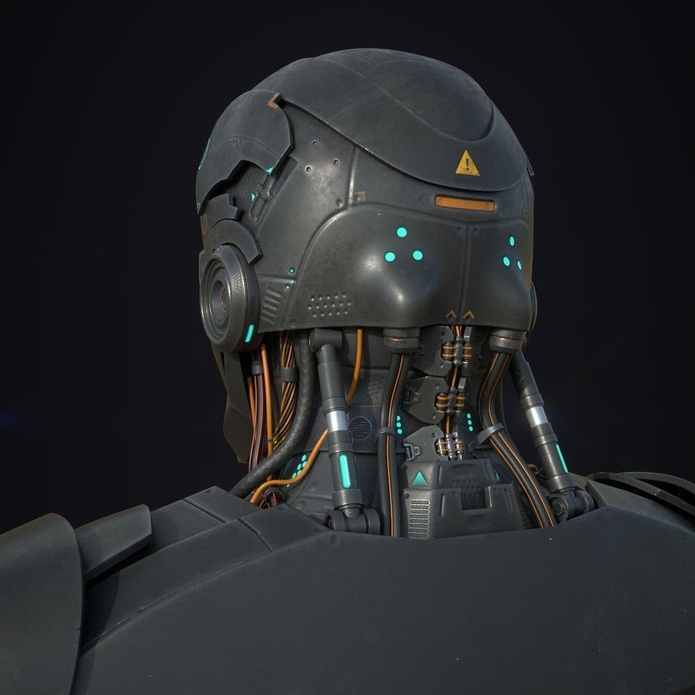 Robot futuristic wearing helmet 3D model_20