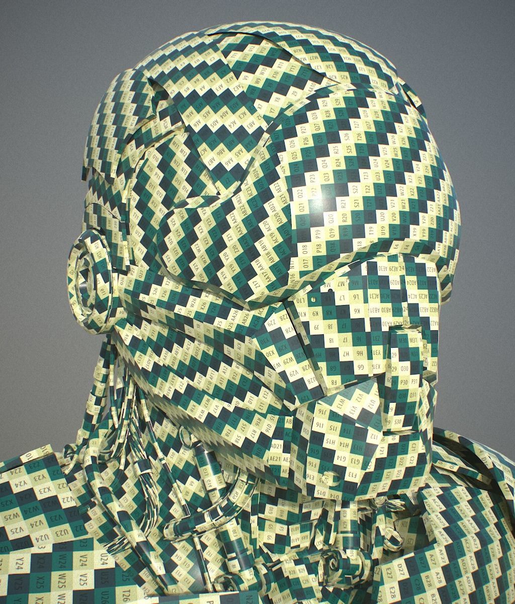 Robot futuristic wearing helmet 3D model_5