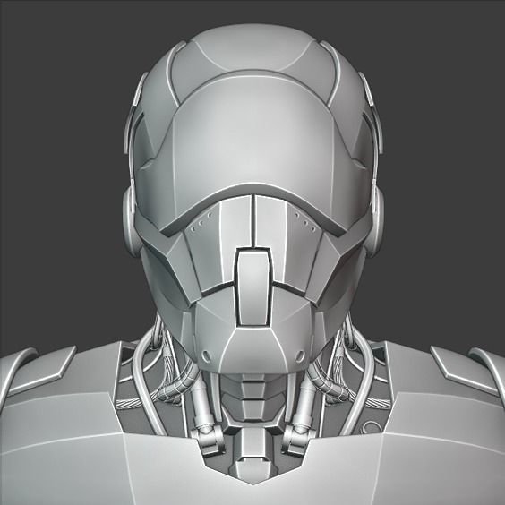 Robot futuristic wearing helmet 3D model_23