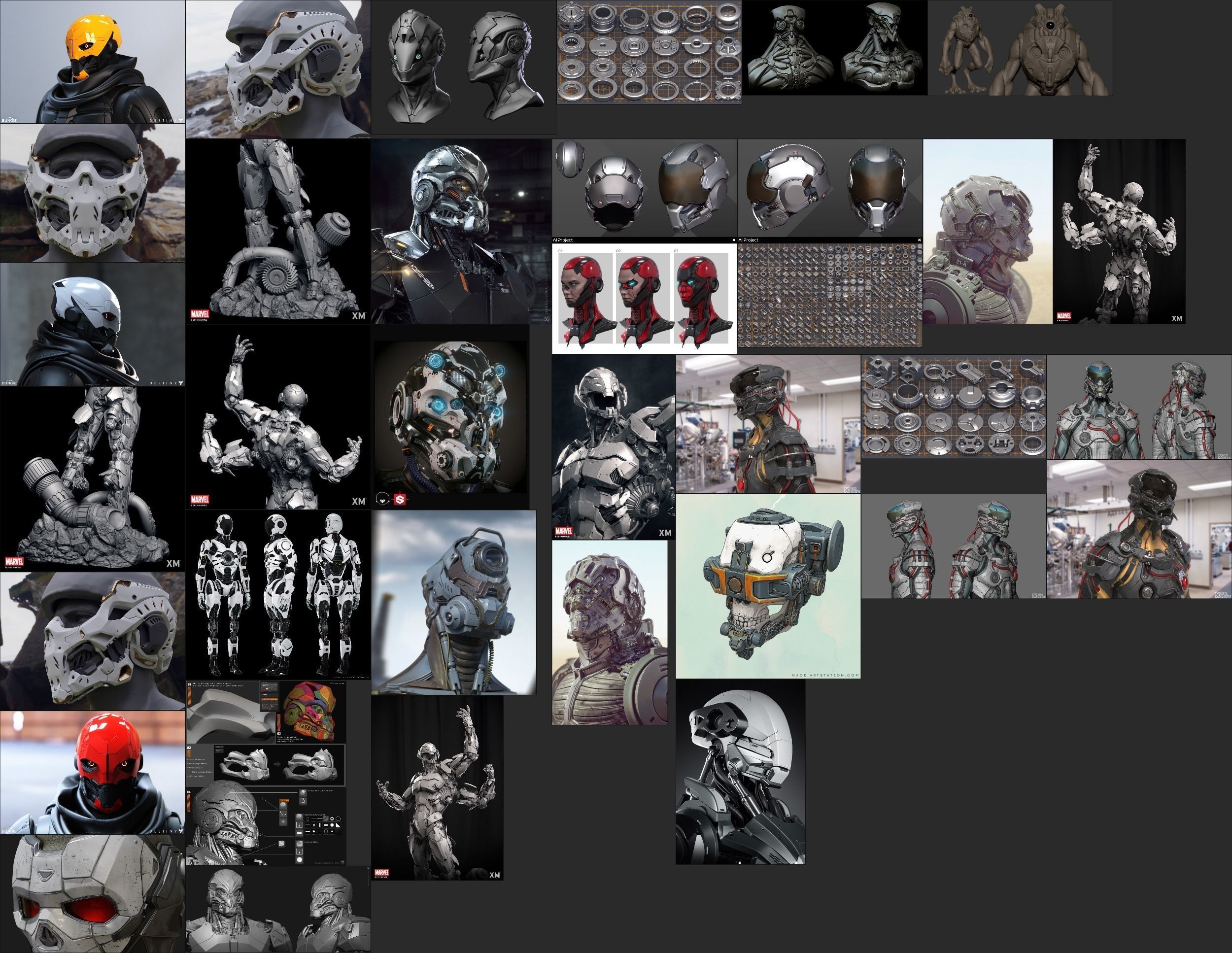 Robot futuristic wearing helmet 3D model_15