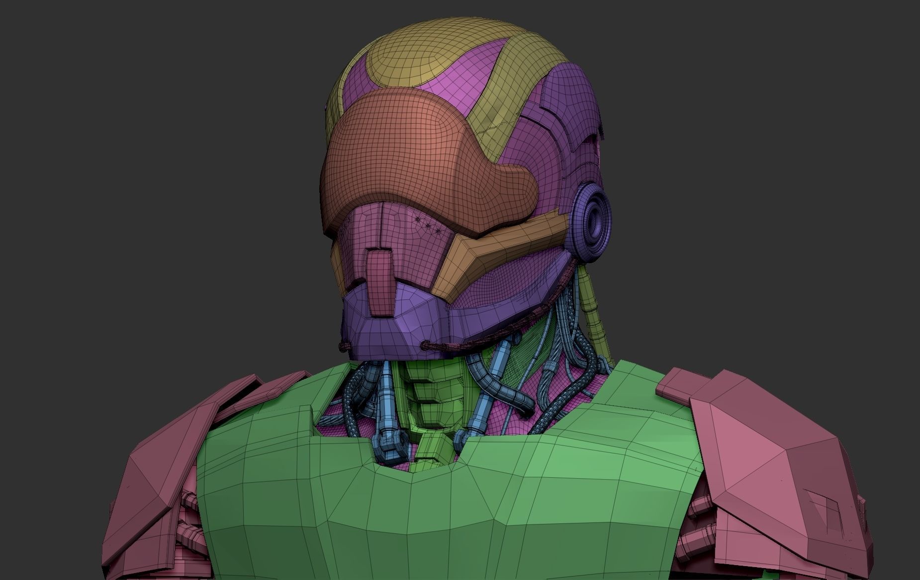Robot futuristic wearing helmet 3D model_8
