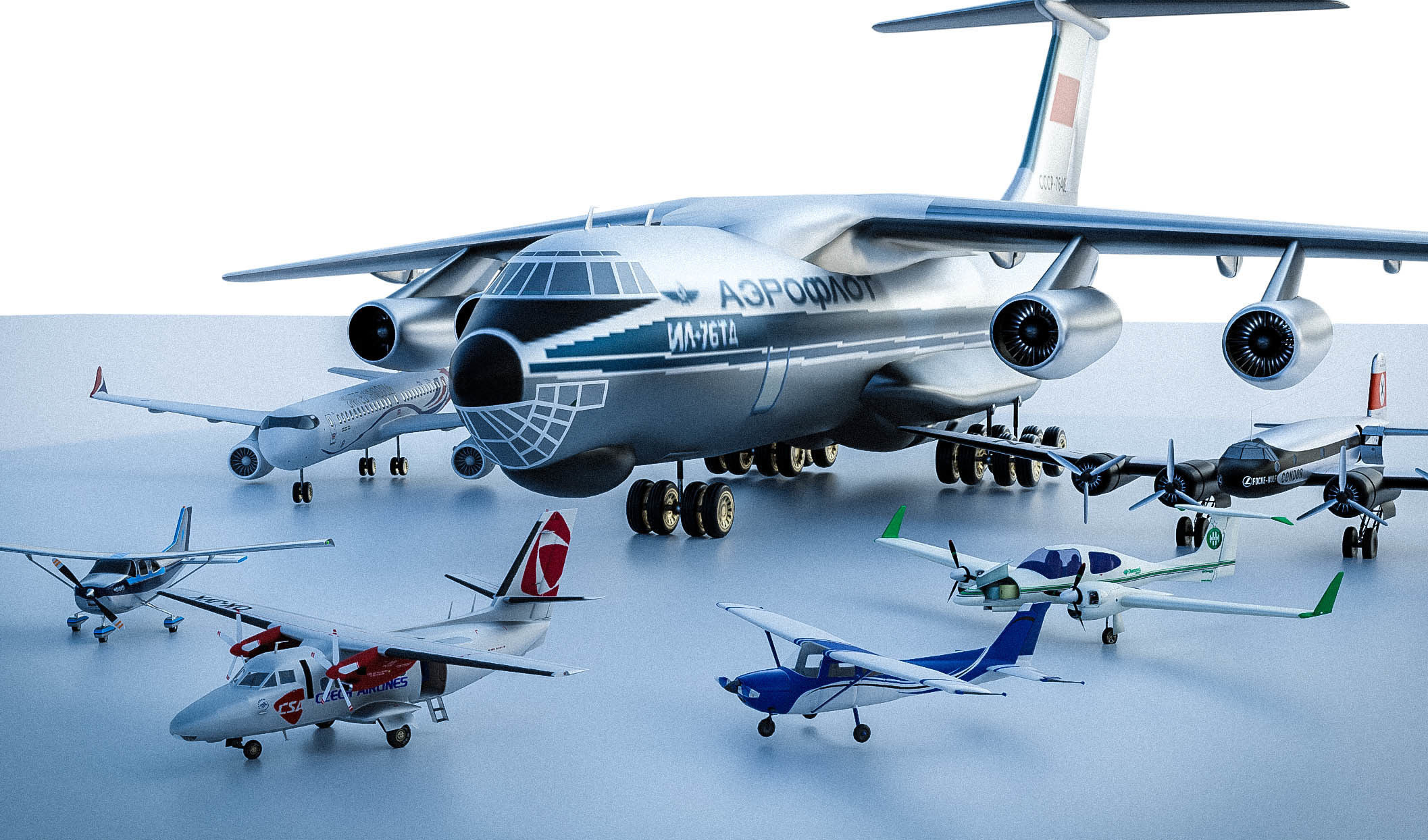 B Aircrafts 7models Low-poly 3D model_21