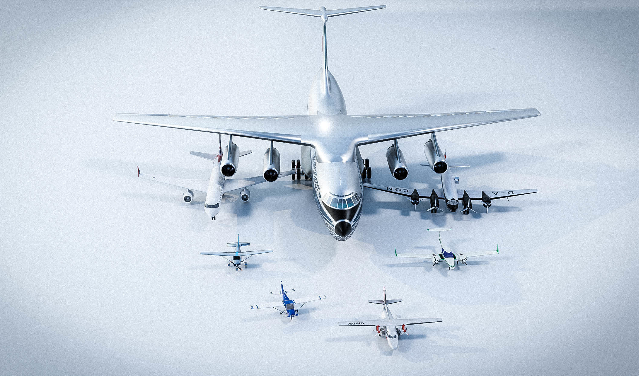 B Aircrafts 7models Low-poly 3D model_19