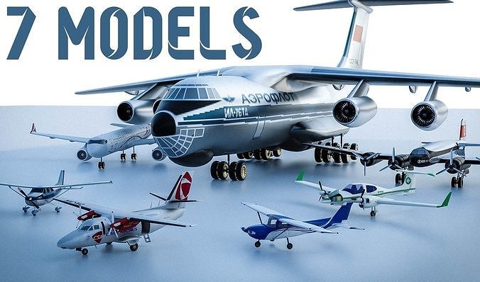 B  Aircrafts 7models Low-poly 3D model