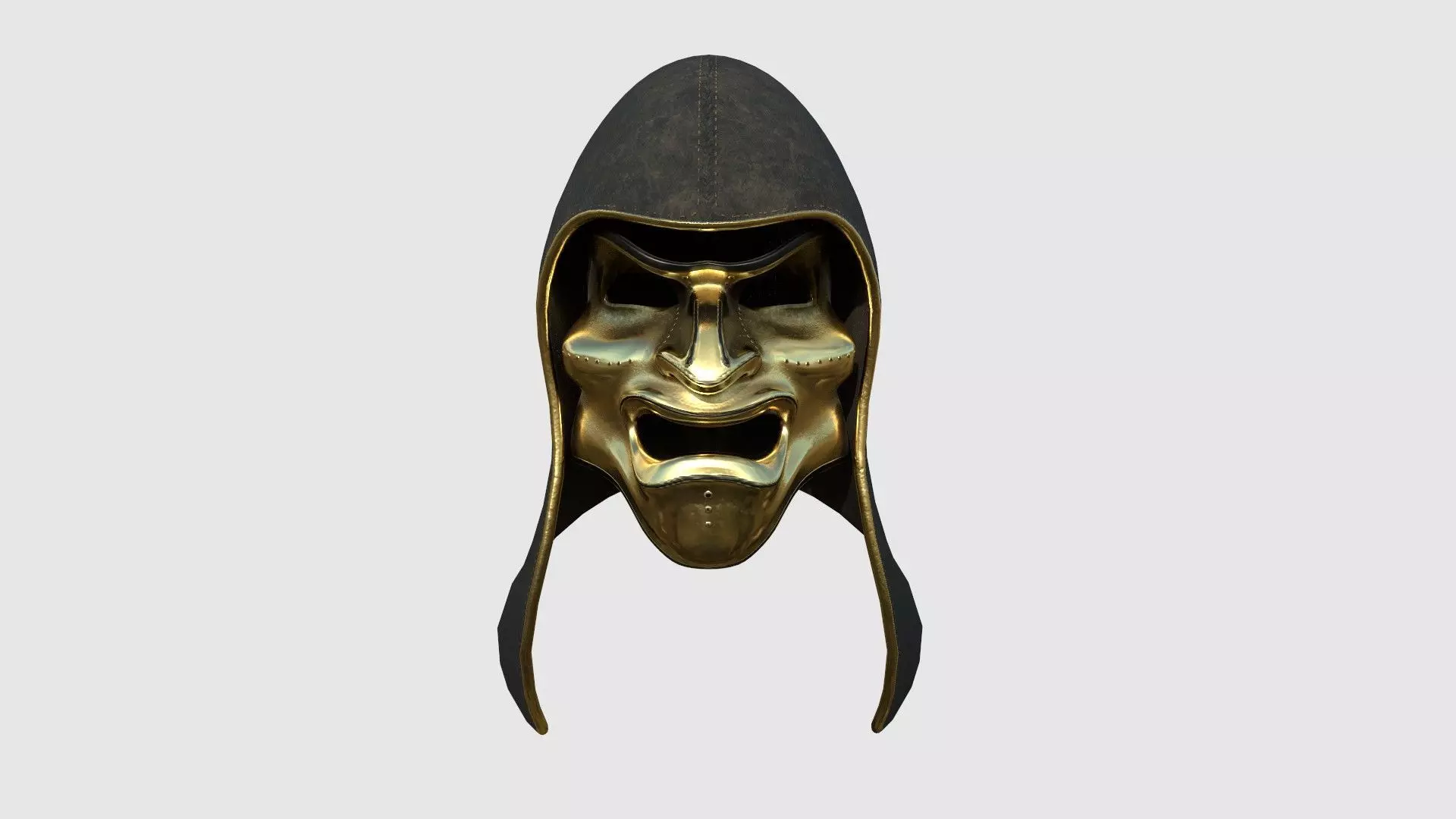 Assassin Mask A06 Gold Black- Character Design Fashion Low-poly 3D model_0