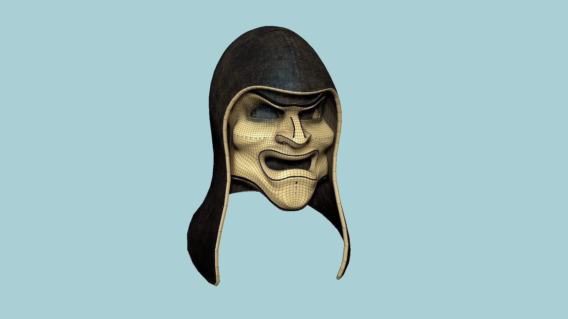 Assassin Mask A06 Gold Black- Character Design Fashion Low-poly 3D model_6