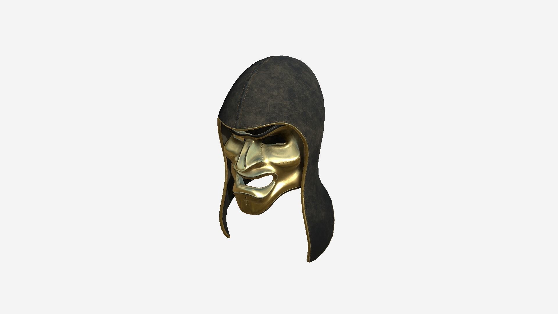 Assassin Mask A06 Gold Black- Character Design Fashion Low-poly 3D model_4