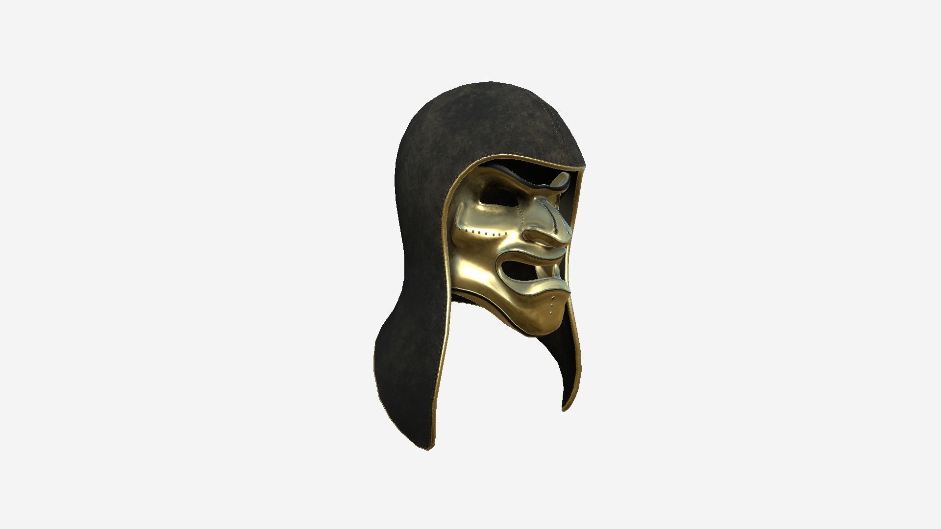 Assassin Mask A06 Gold Black- Character Design Fashion Low-poly 3D model_1