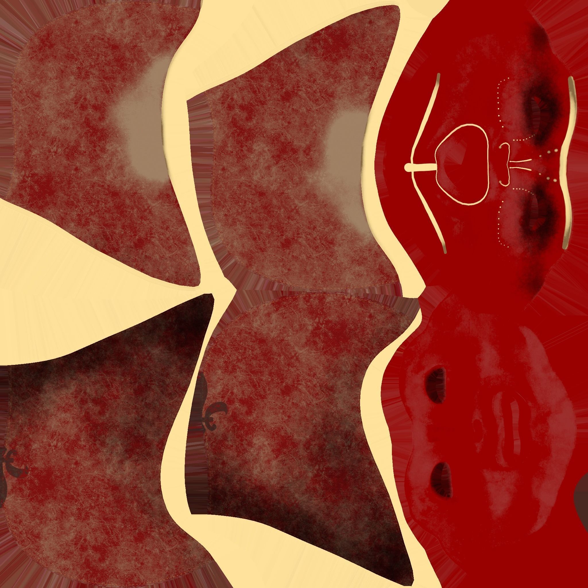 Assassin Mask A07 Red Gold - Character Design Fashion Low-poly 3D model_18