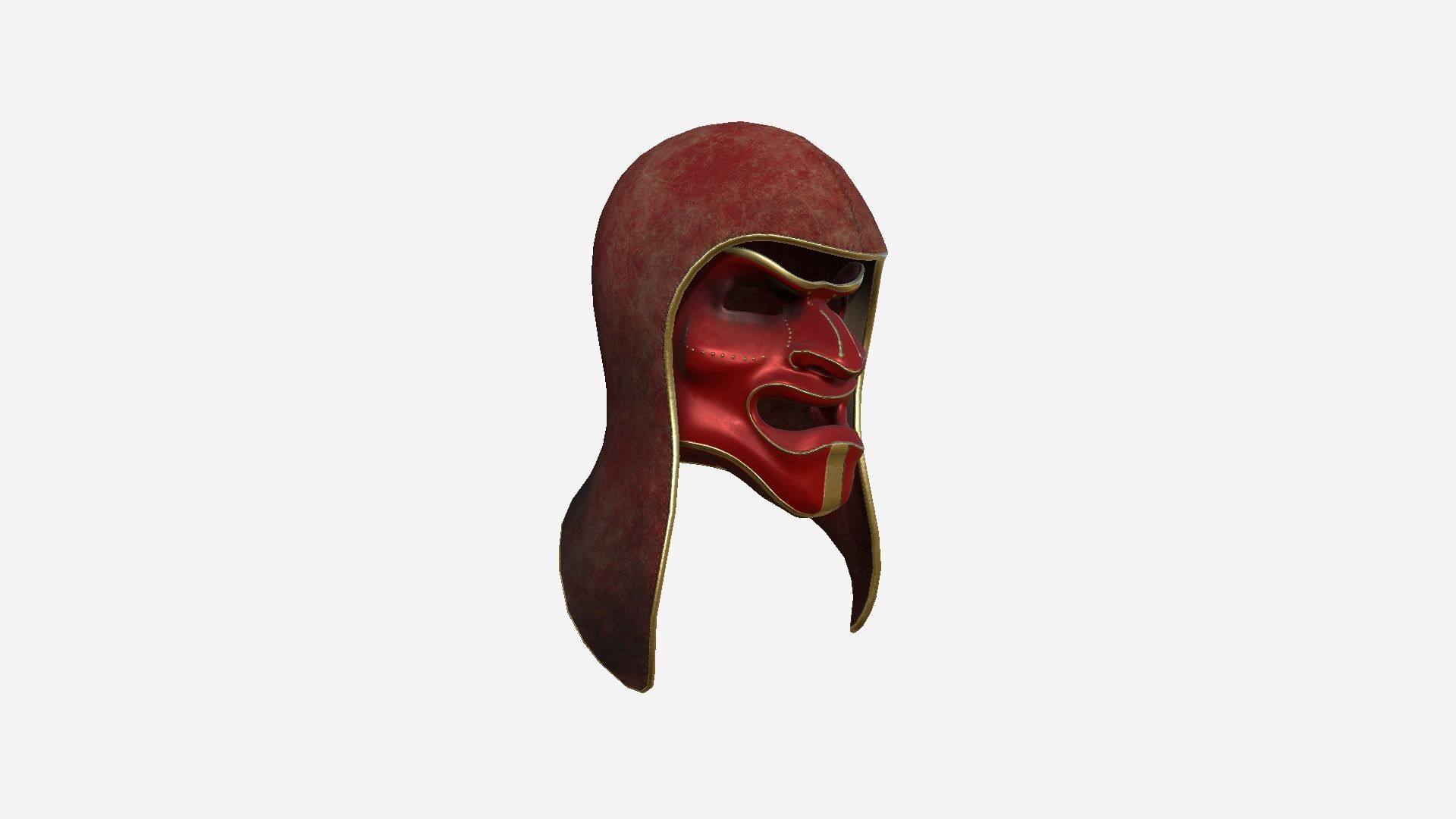 Assassin Mask A07 Red Gold - Character Design Fashion Low-poly 3D model_1