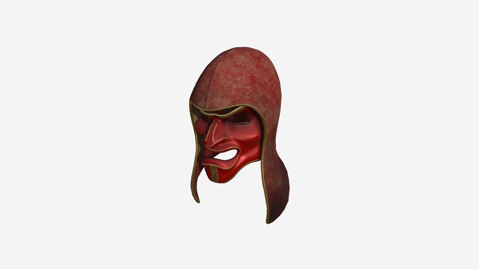 Assassin Mask A07 Red Gold - Character Design Fashion Low-poly 3D model_4