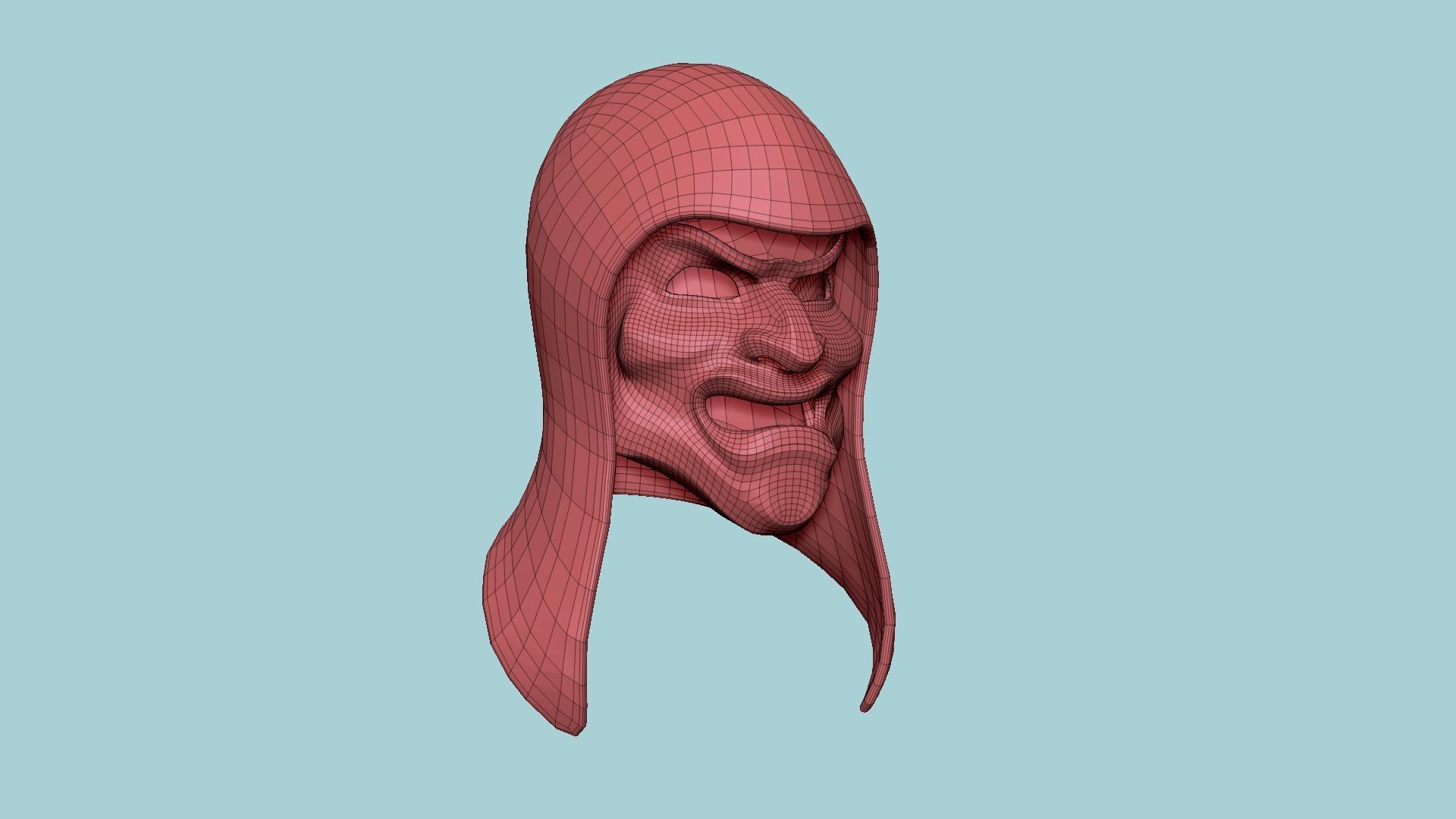 Assassin Mask A07 Red Gold - Character Design Fashion Low-poly 3D model_14