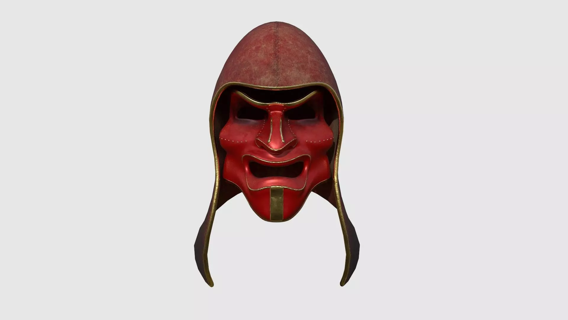 Assassin Mask A07 Red Gold - Character Design Fashion Low-poly 3D model_0