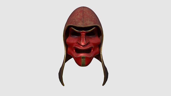 Assassin Mask A07 Red Gold - Character Design Fashion Low-poly 3D model