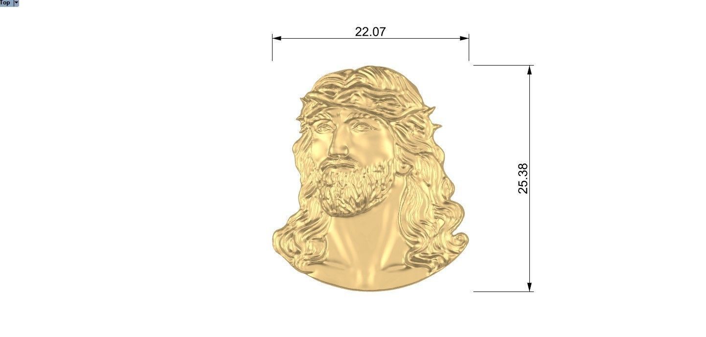 Jesus Head pendant 3 3D print model_7