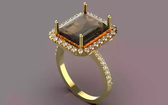 Emerald Baguette Ring Silver Gold  Print