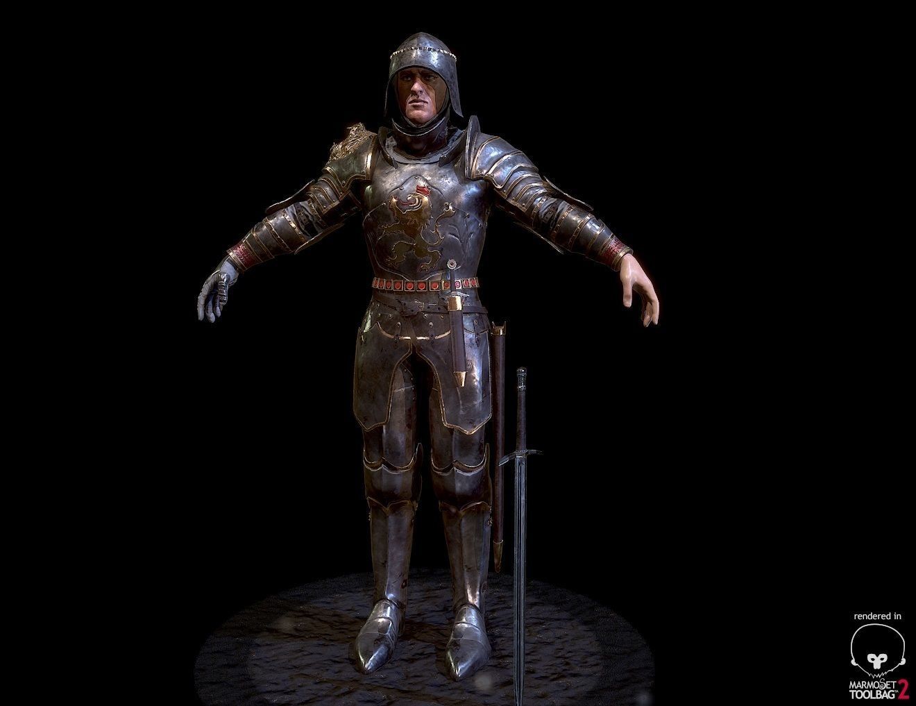Heavy Knight Low-poly 3D model_4