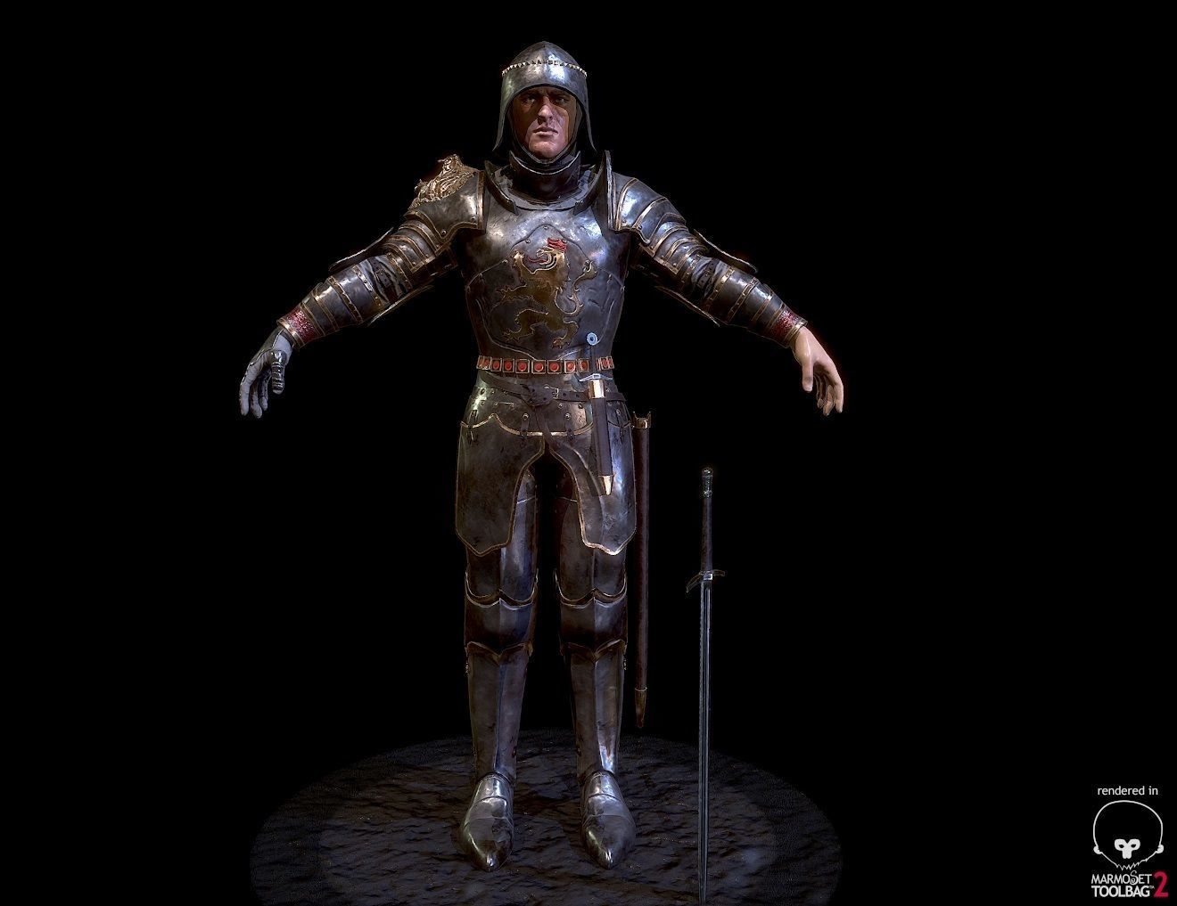 Heavy Knight Low-poly 3D model_16