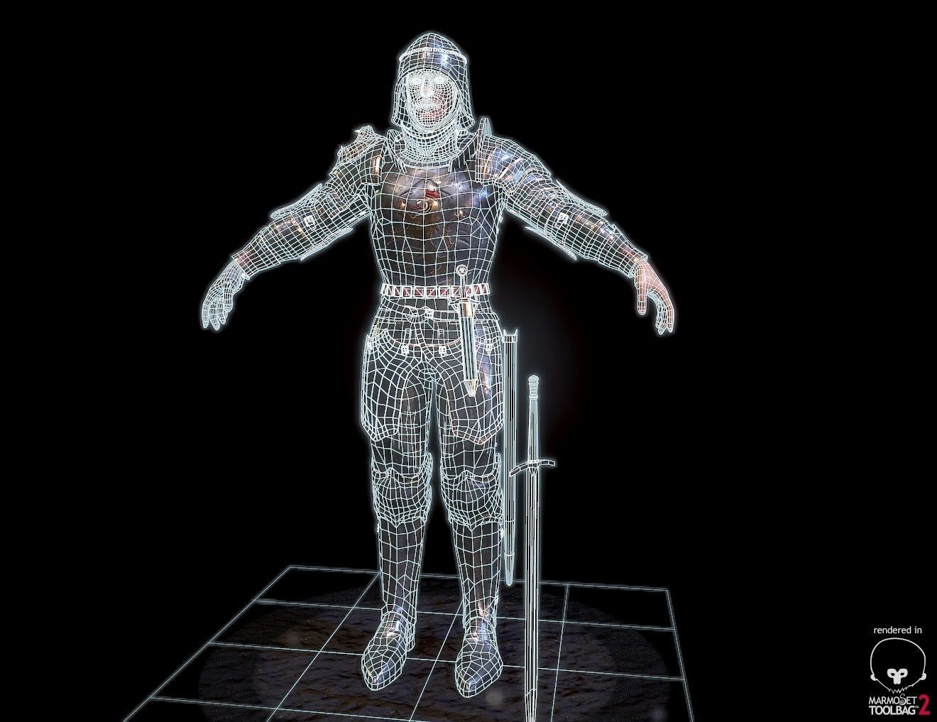 Heavy Knight Low-poly 3D model_5