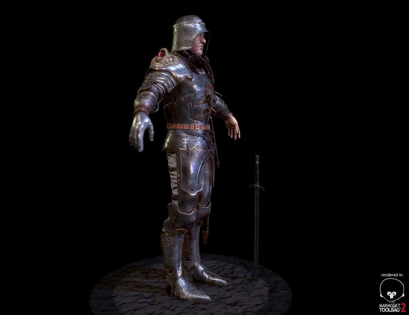 Heavy Knight Low-poly 3D model_14