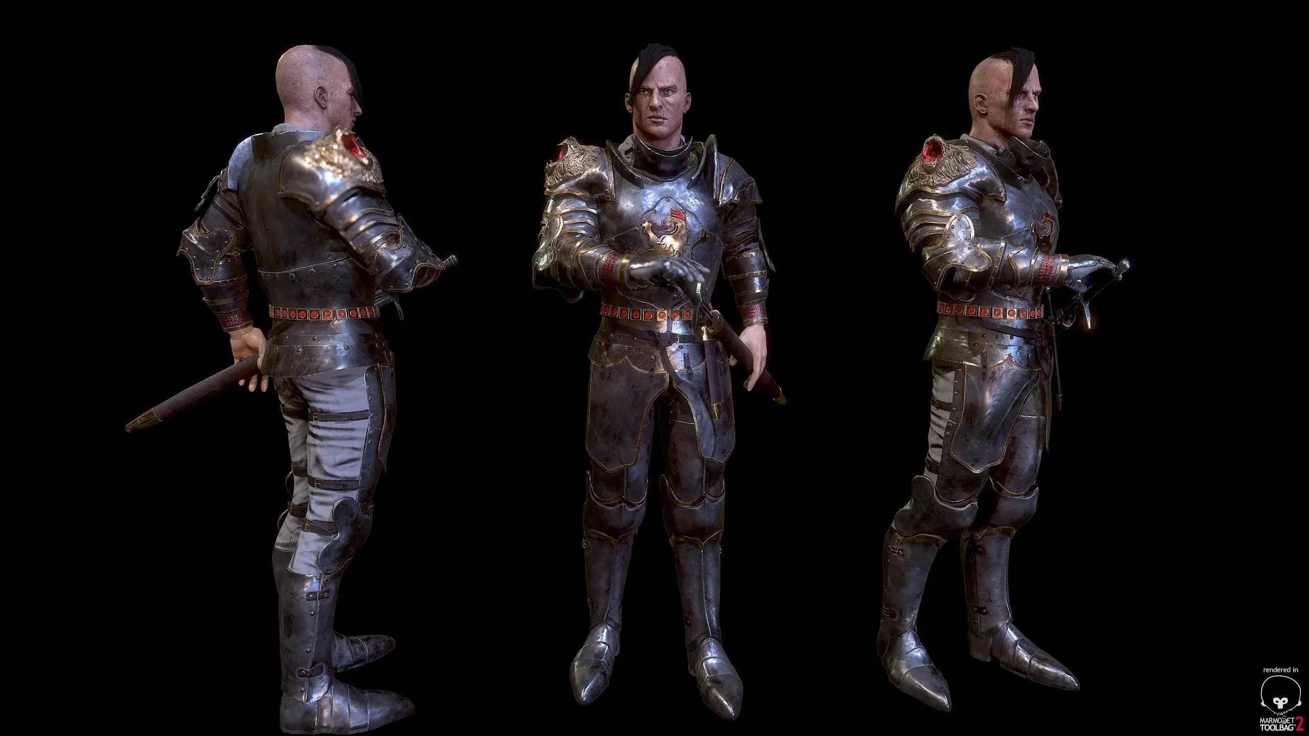 Heavy Knight Low-poly 3D model_0