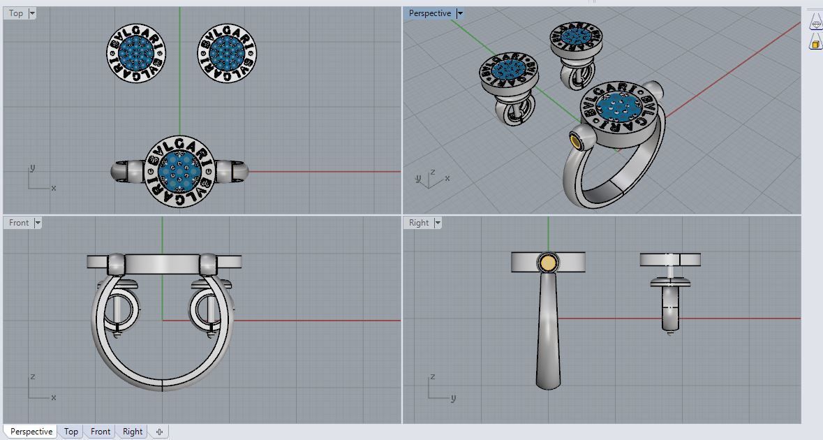 Bvlgari Ring and Earrings 3D print model_8