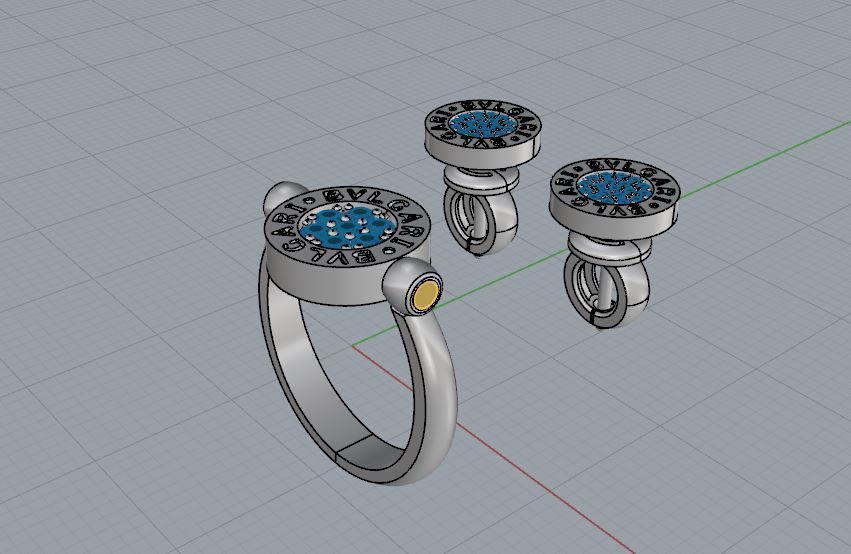 Bvlgari Ring and Earrings 3D print model_6