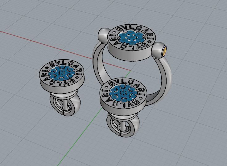 Bvlgari Ring and Earrings 3D print model_7