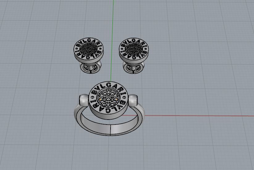 Bvlgari Ring and Earrings 3D print model_9