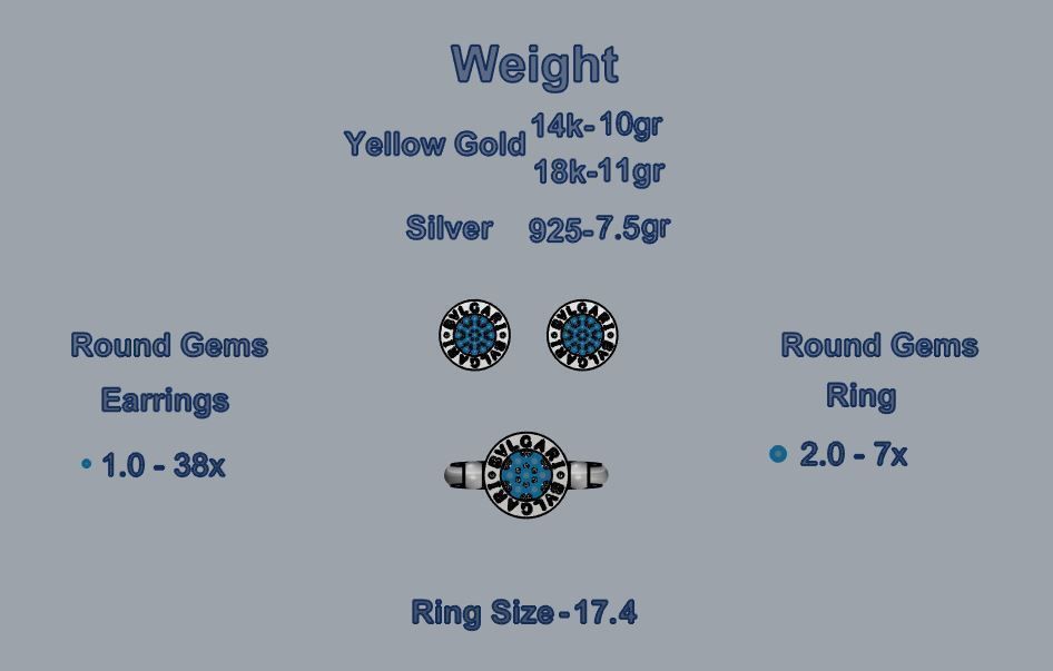 Bvlgari Ring and Earrings 3D print model_3