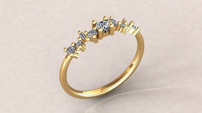 Diamond cluster ring - cluster ring 3d file 3D print model