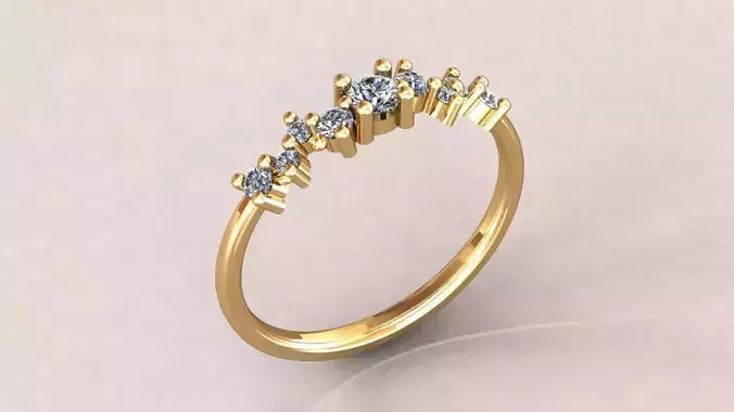 Diamond cluster ring - cluster ring 3d file 3D print model