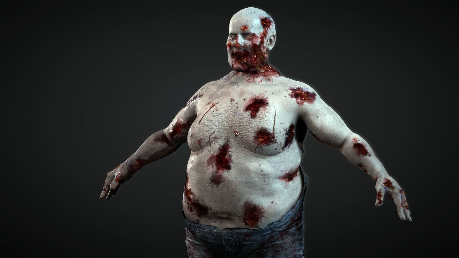 Zombie fat Low-poly 3D model_2