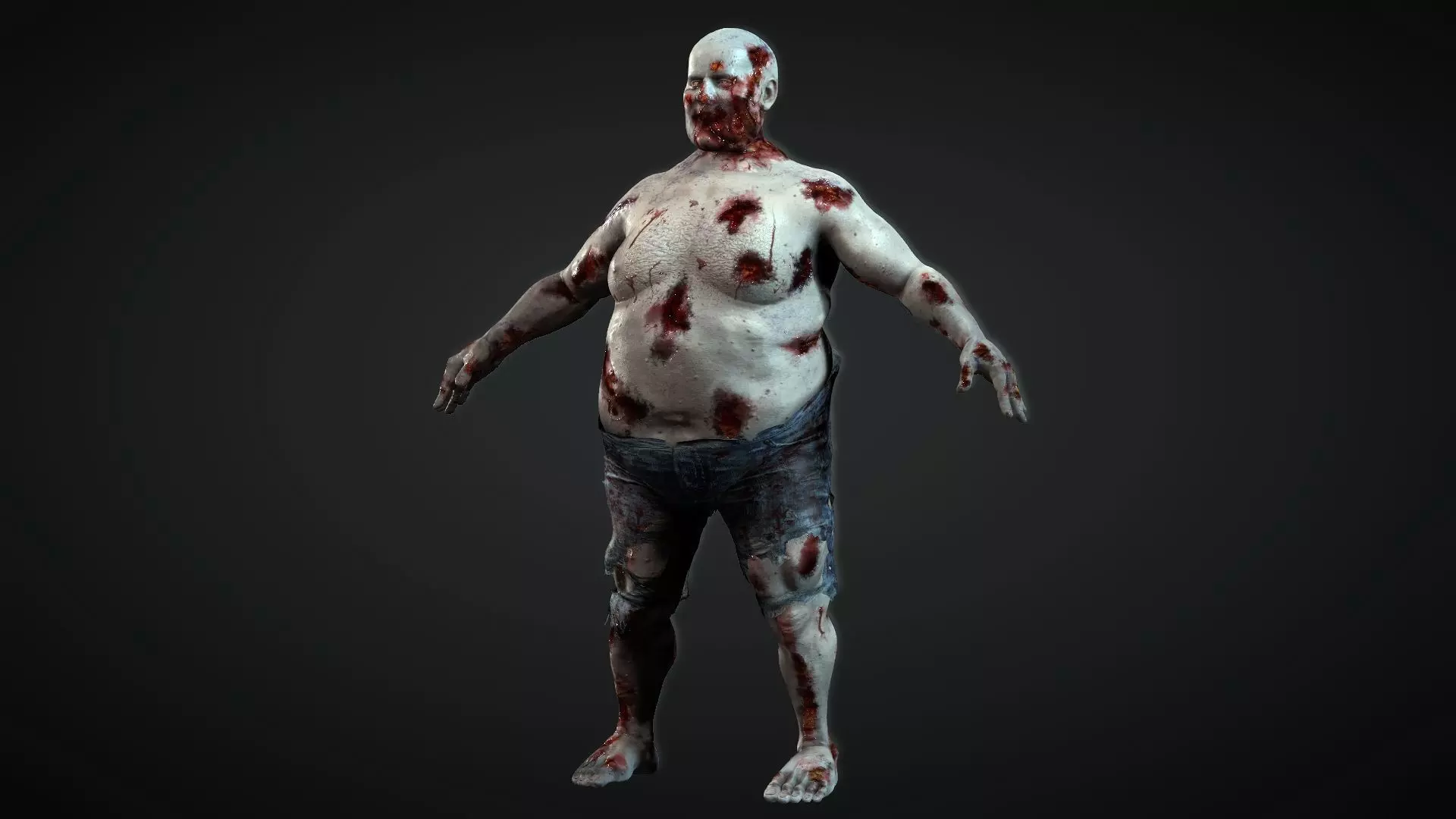 Zombie fat Low-poly 3D model_0