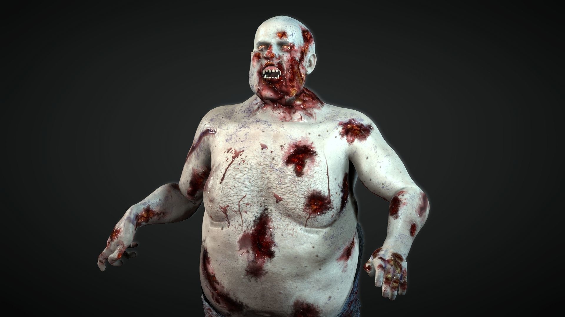 Zombie fat Low-poly 3D model_4