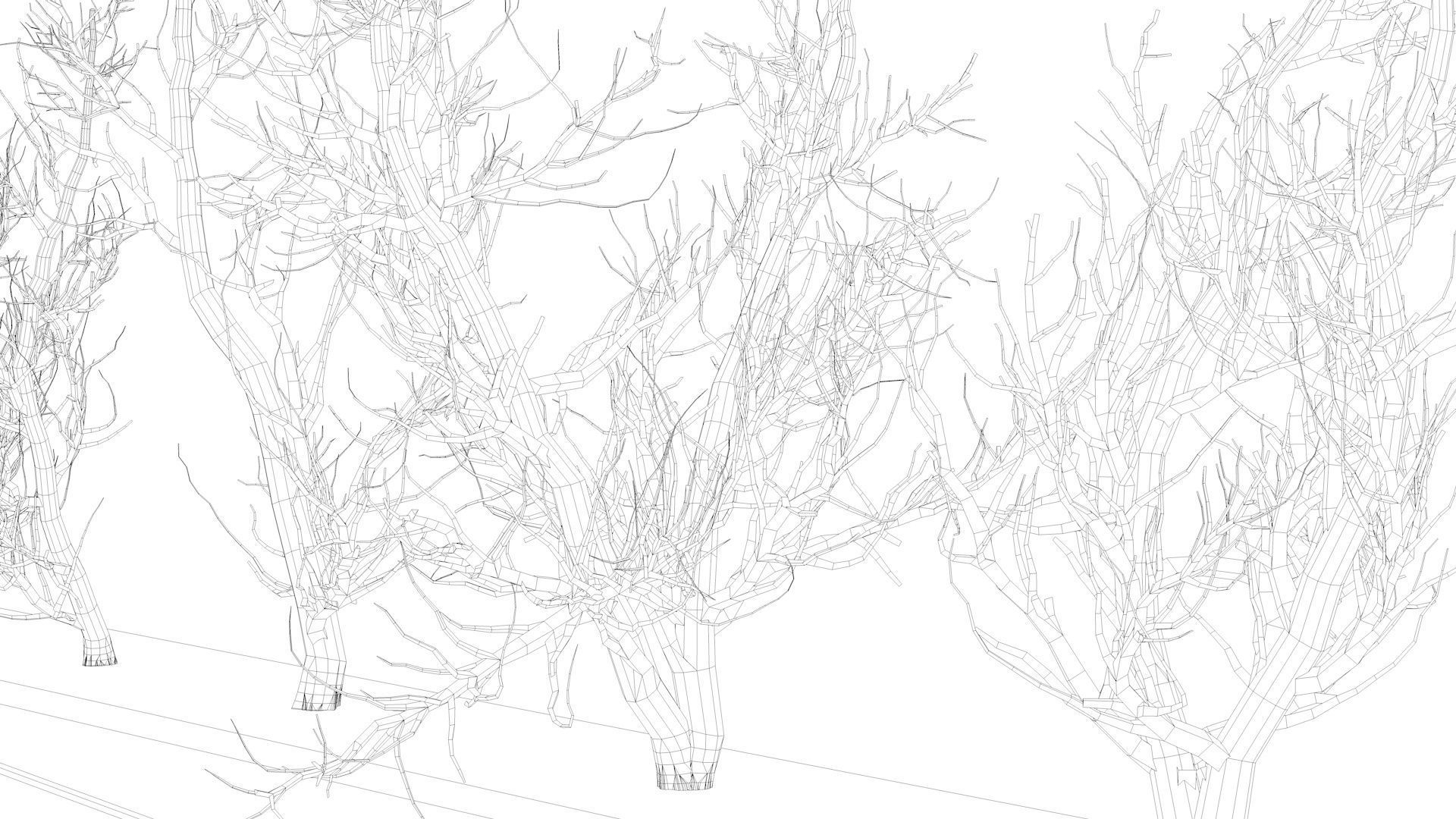 Root 5 trees low-poly R2 Low-poly 3D model_9