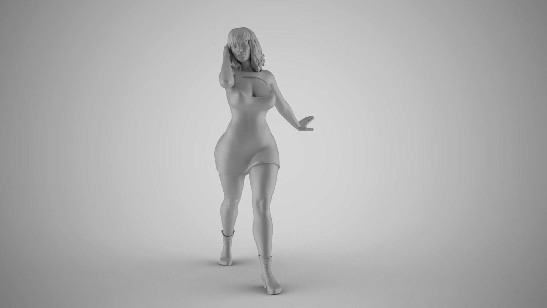 Woman Walking Away 3D print model_1