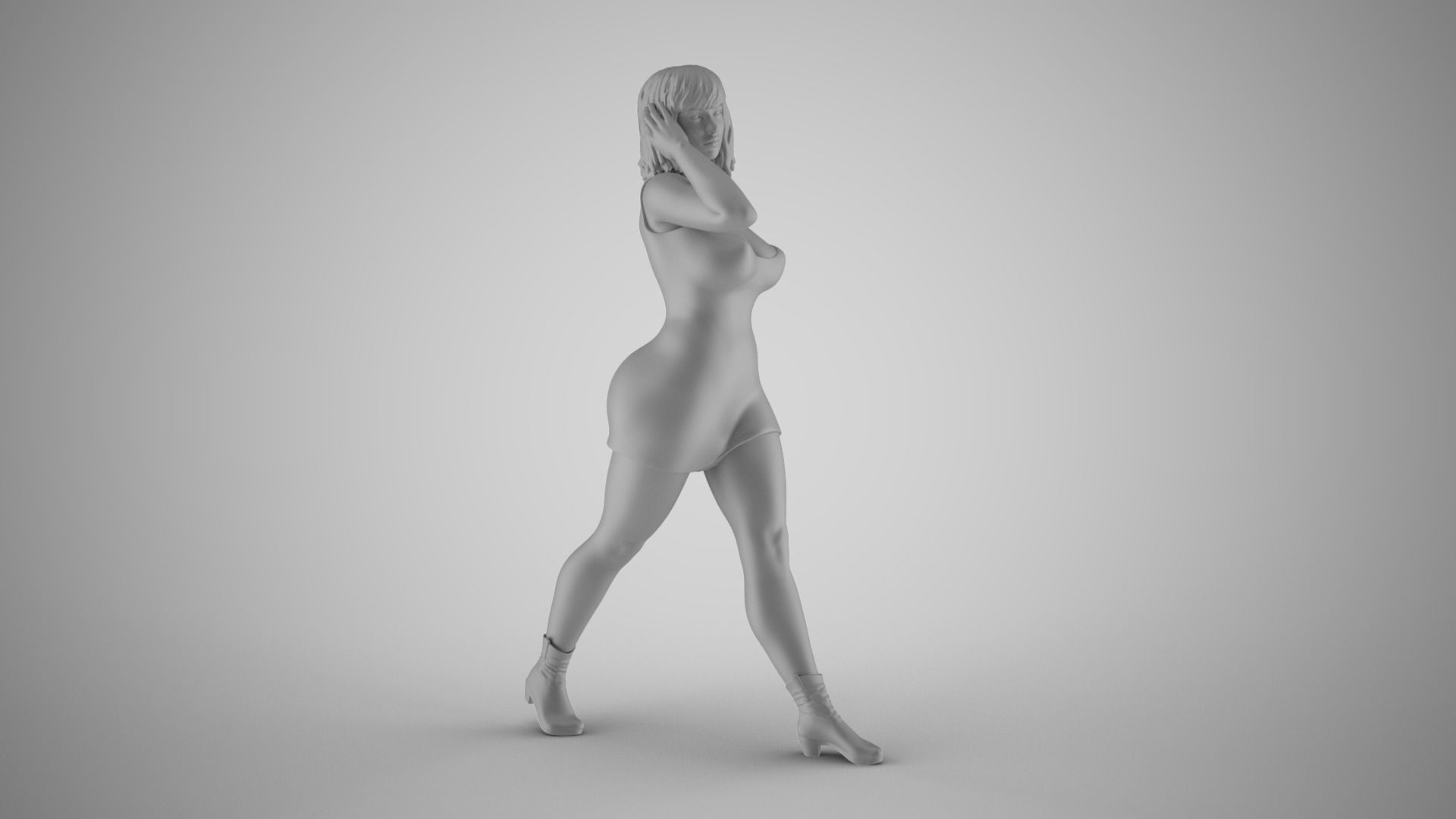 Woman Walking Away 3D print model_2