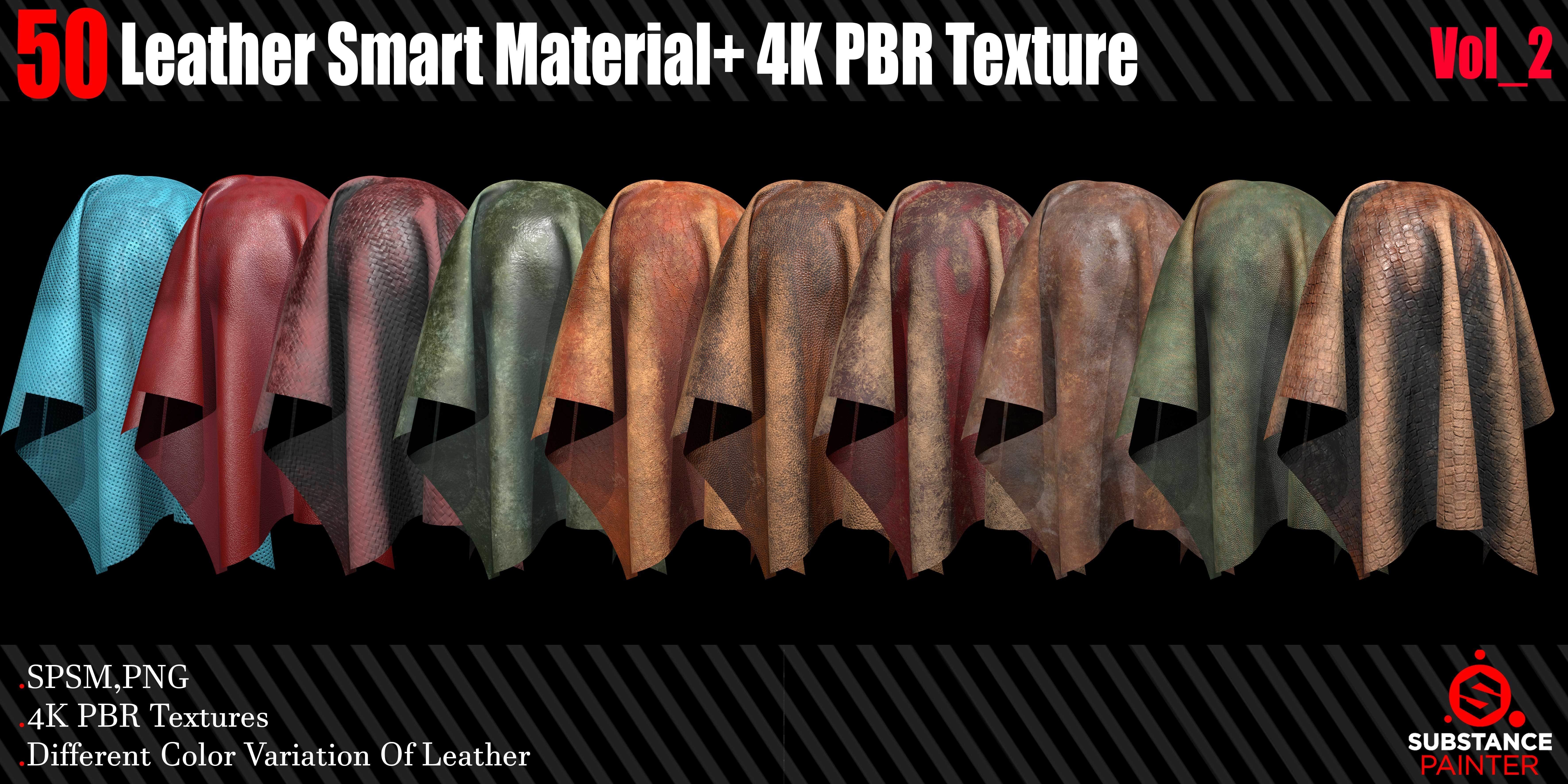 50 Leather Smart Material 4K PBR Texture Texture_7