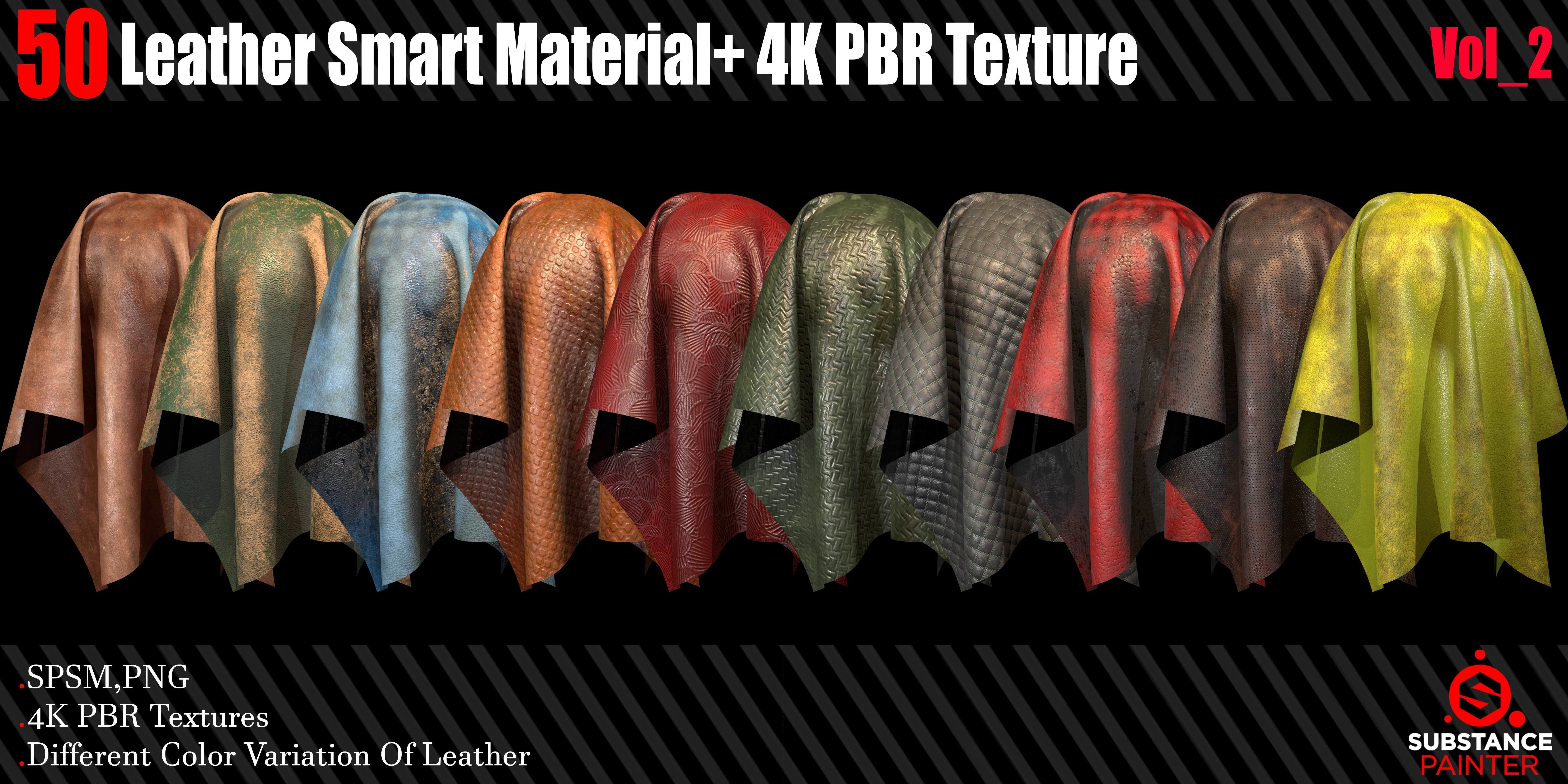 50 Leather Smart Material 4K PBR Texture Texture_9