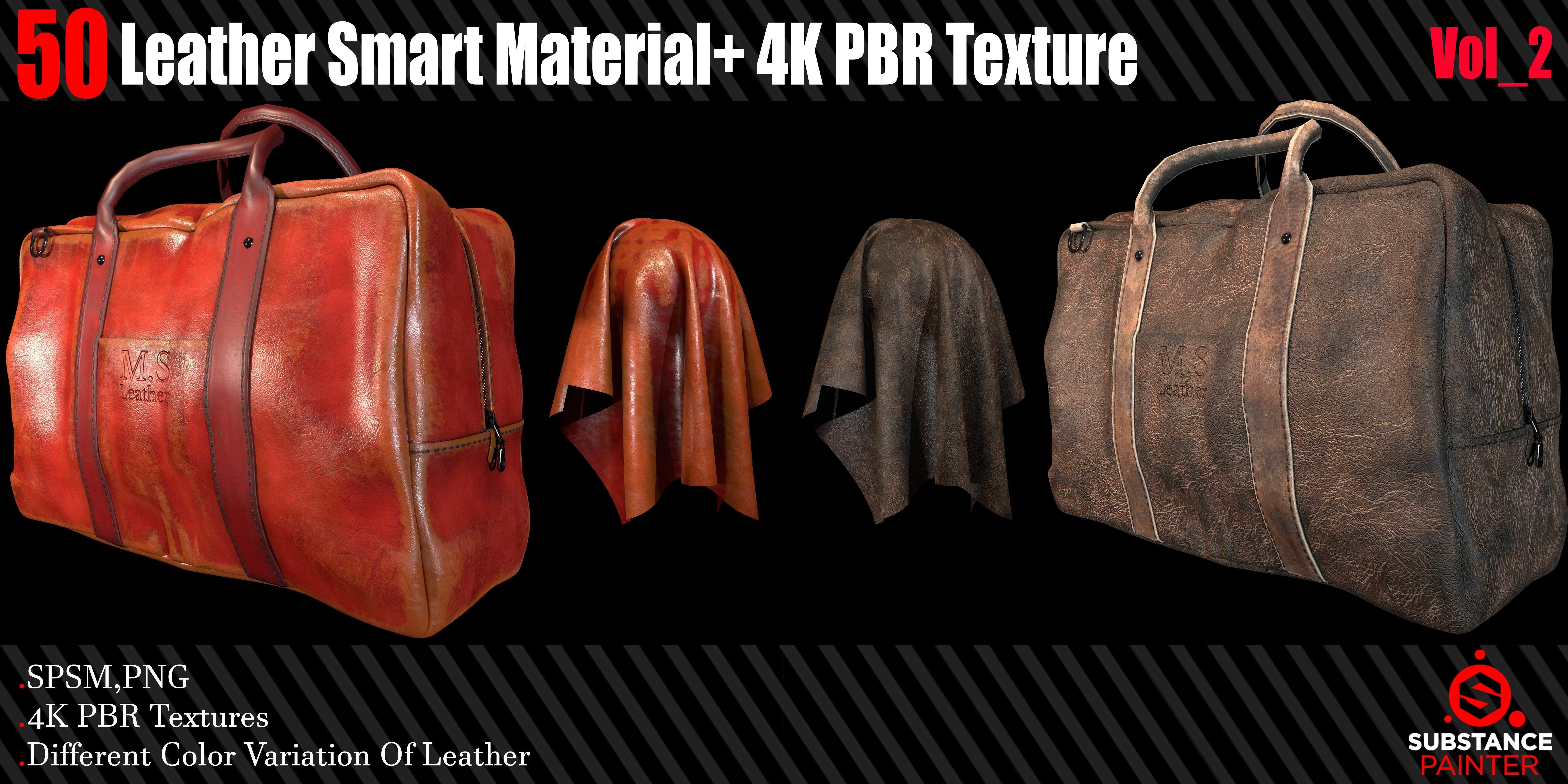 50 Leather Smart Material 4K PBR Texture Texture_1