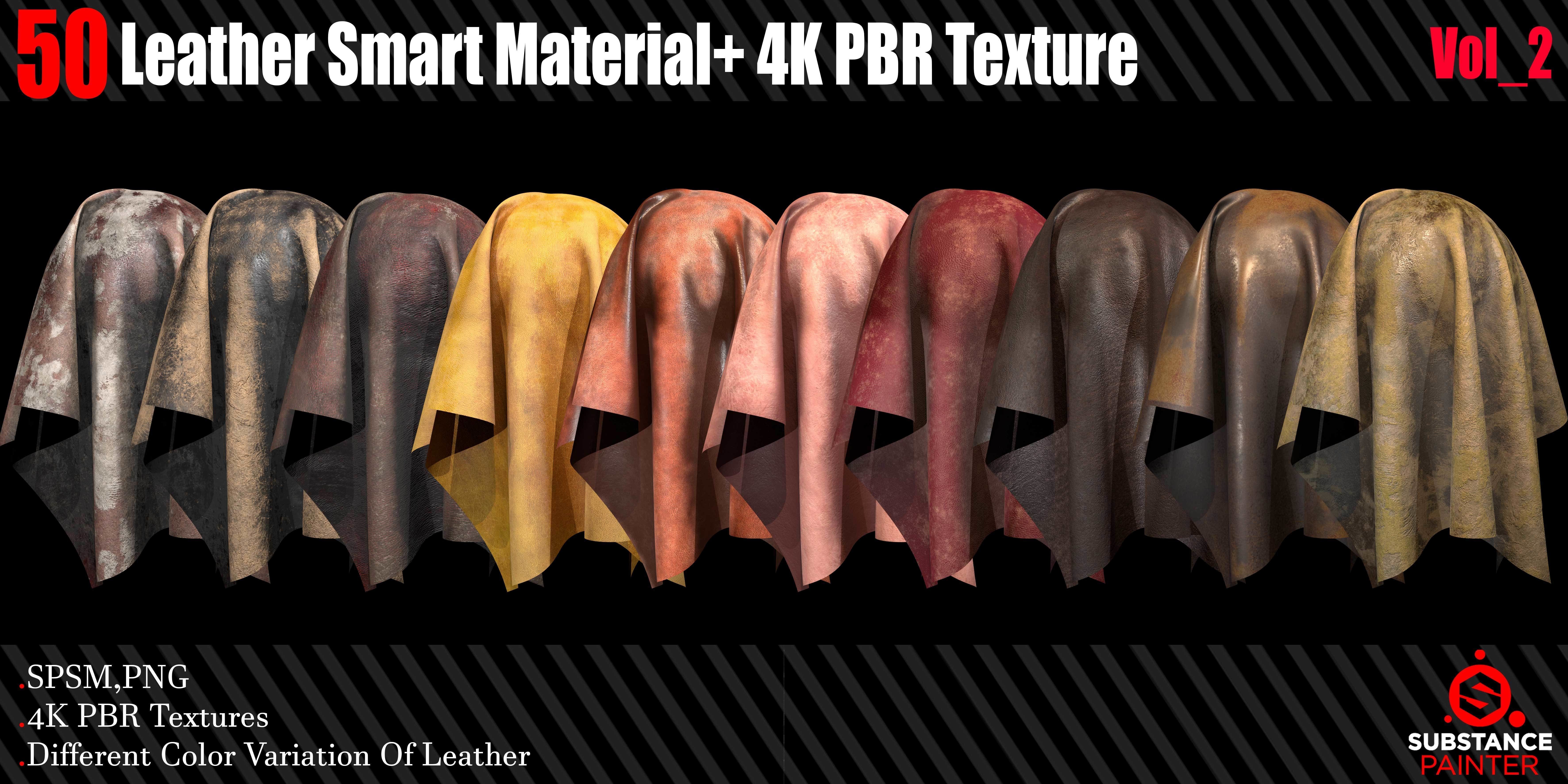 50 Leather Smart Material 4K PBR Texture Texture_8