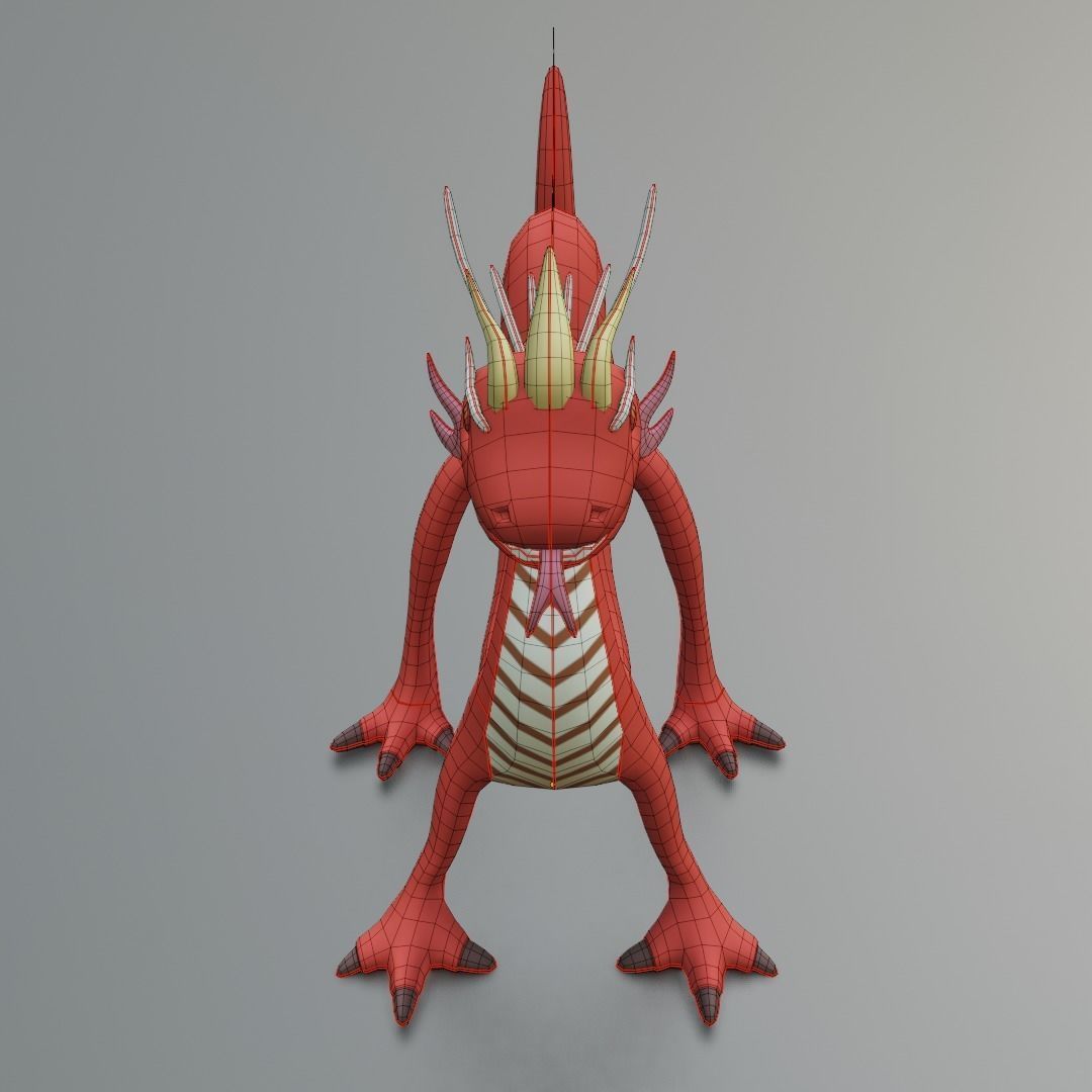 Red Dragon Chinese Low-poly 3D model_6