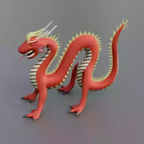 Red Dragon Chinese Low-poly 3D model